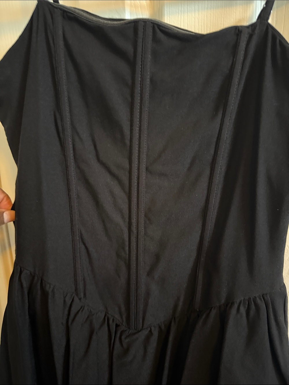 Little Black Spaghetti Strap Skater Bubble Dress - Picture 5 of 8